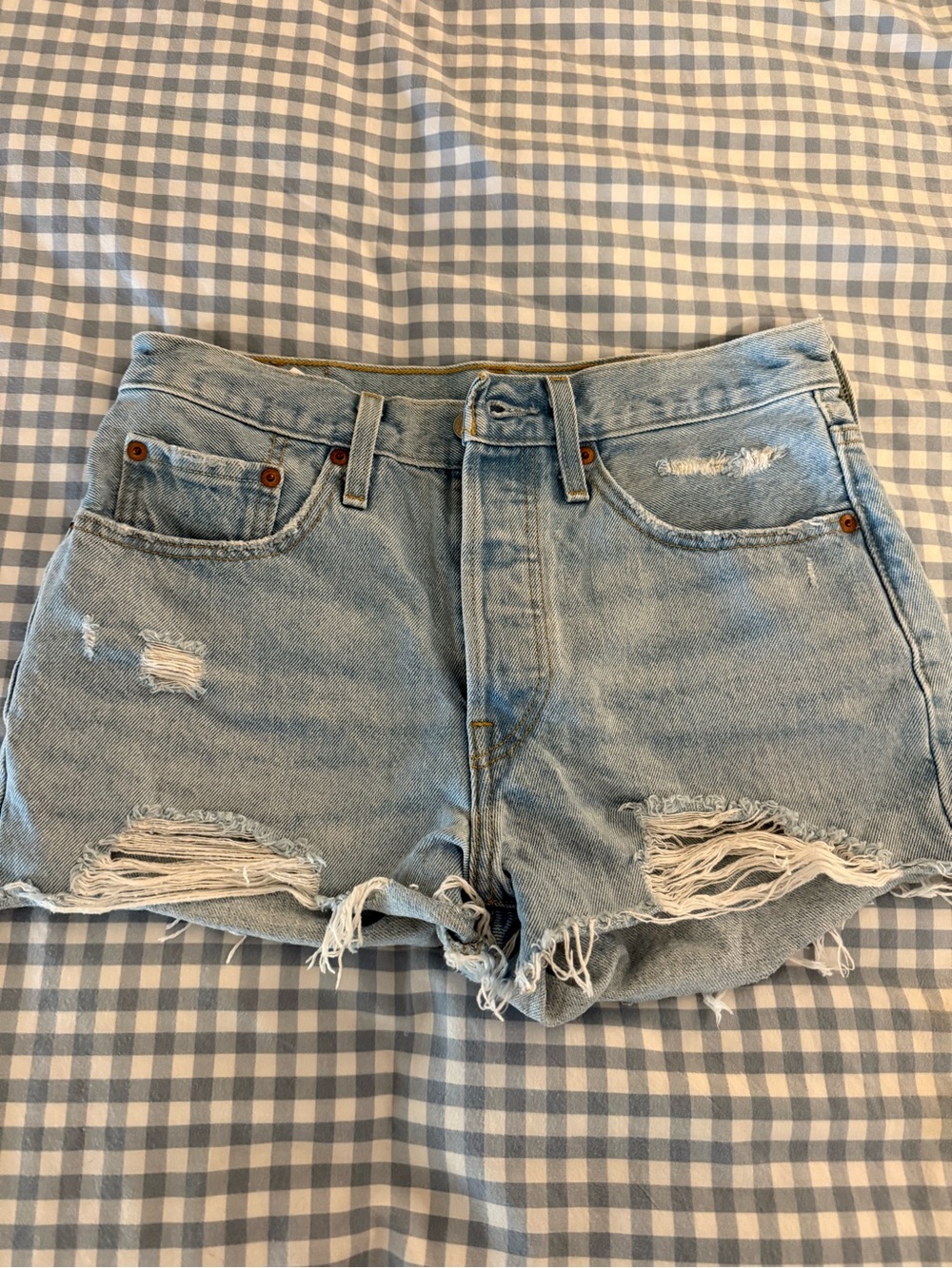 Light Blue Distressed Denim Women’s Shorts